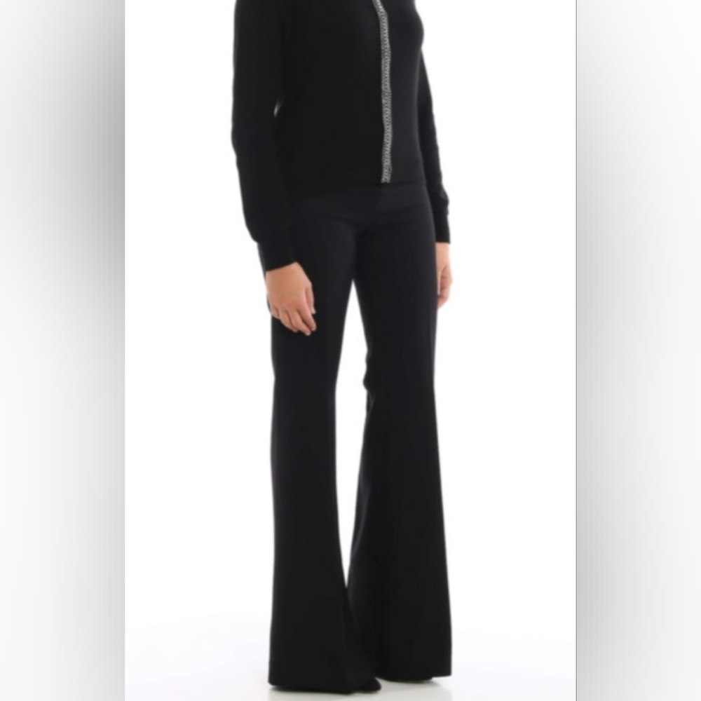 Pinko Womens Torchio Black Long Flared Trousers Italian size 44 / U.S. size 8